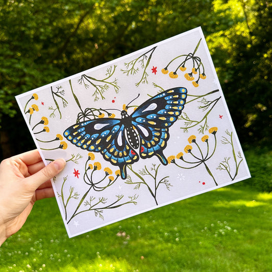 Swallowtail Butterfly + Dill Print (8x10)