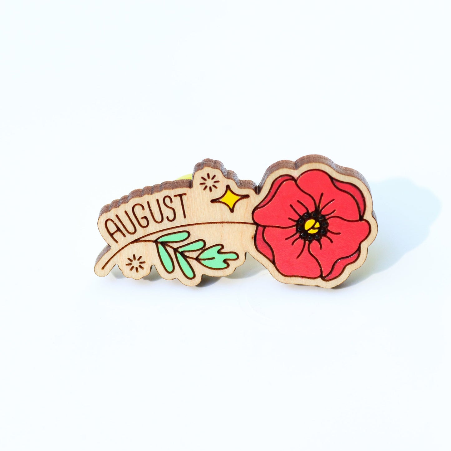 August Birth Month Flower Pin - Poppy