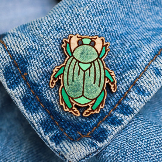 Green June Beetle Pin