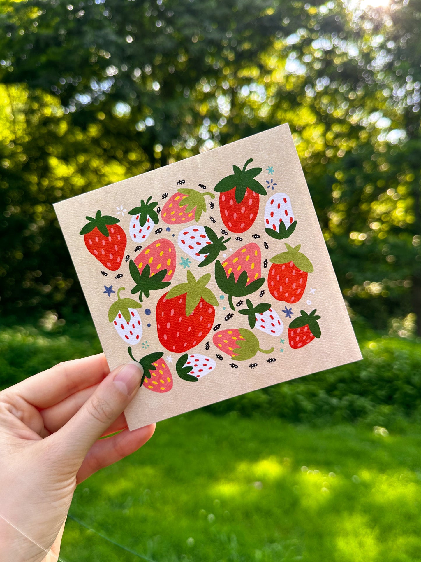 Strawberry Ants Frameable Greeting Card (5x5)