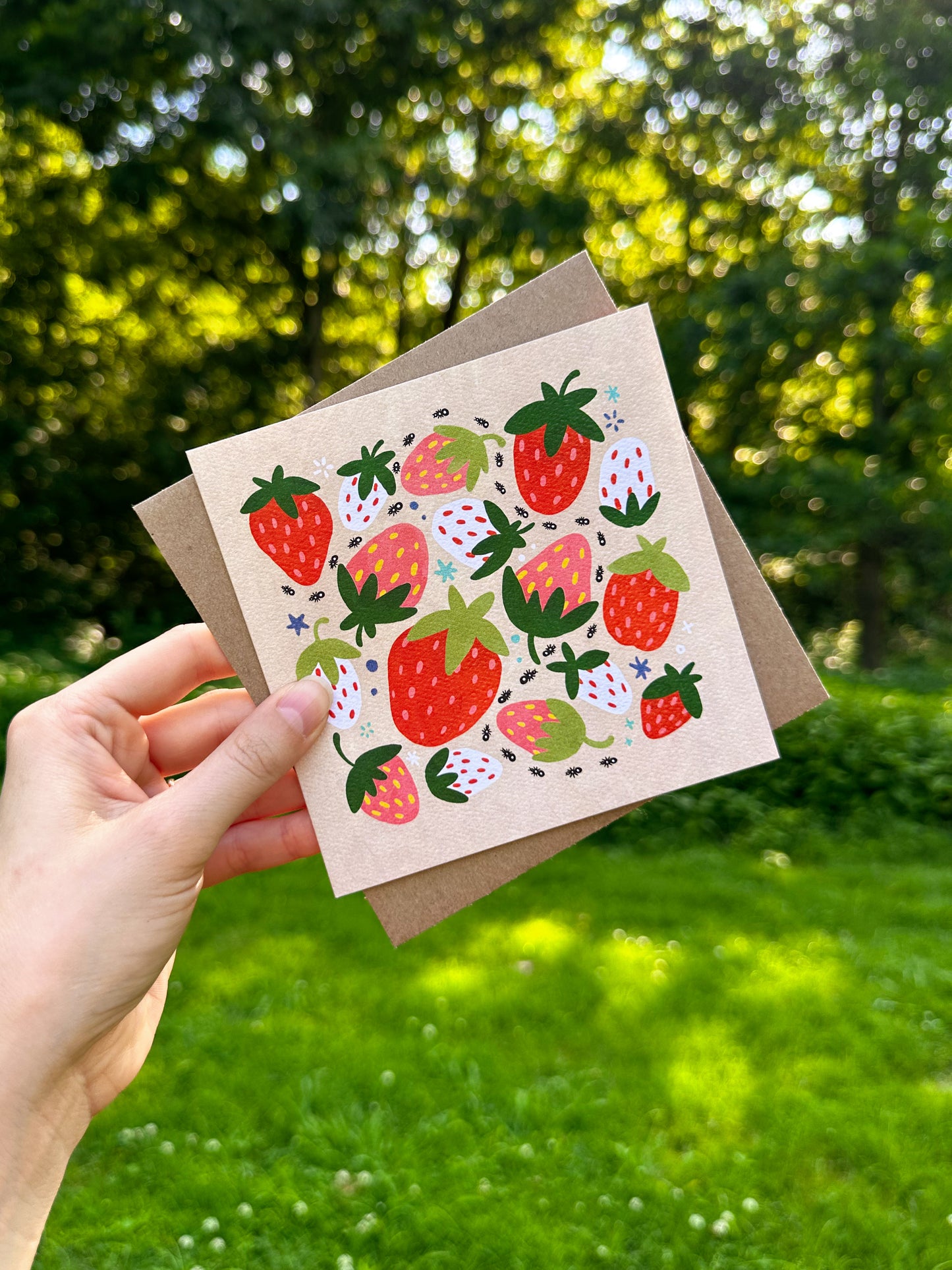 Strawberry Ants Frameable Greeting Card (5x5)