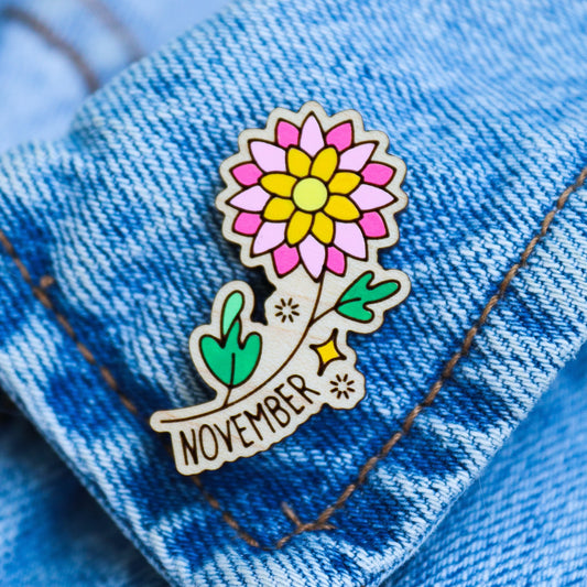 November Birth Month Flower Pin - Chrysanthemum